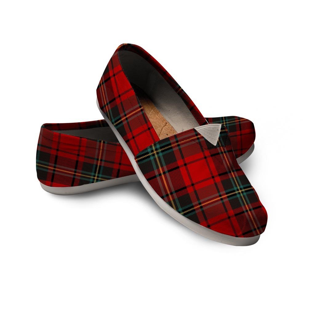 Red Plaid Tartan Canvas Shoes-grizzshop