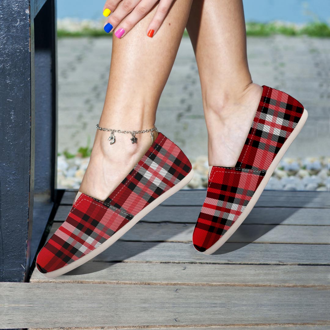 Red Plaid Tartan Print Canvas Shoes-grizzshop