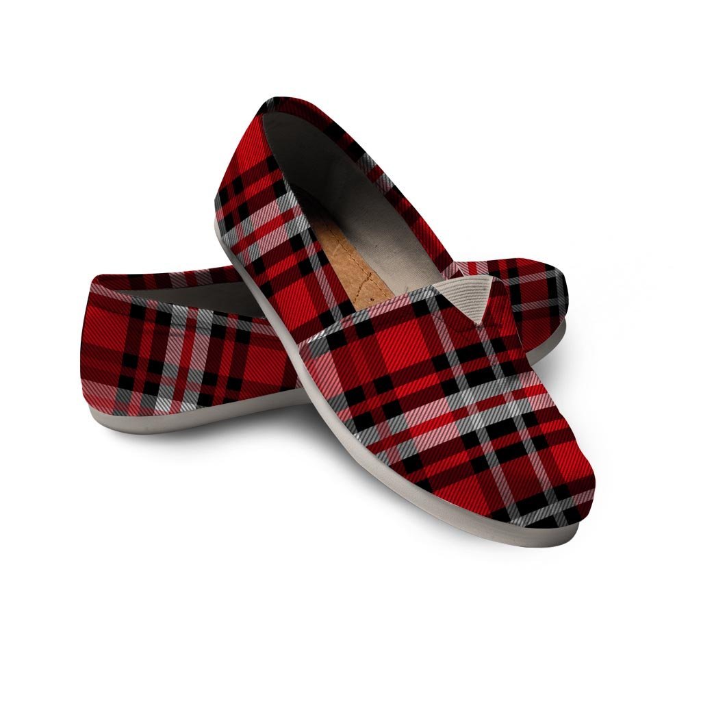 Red Plaid Tartan Print Canvas Shoes-grizzshop