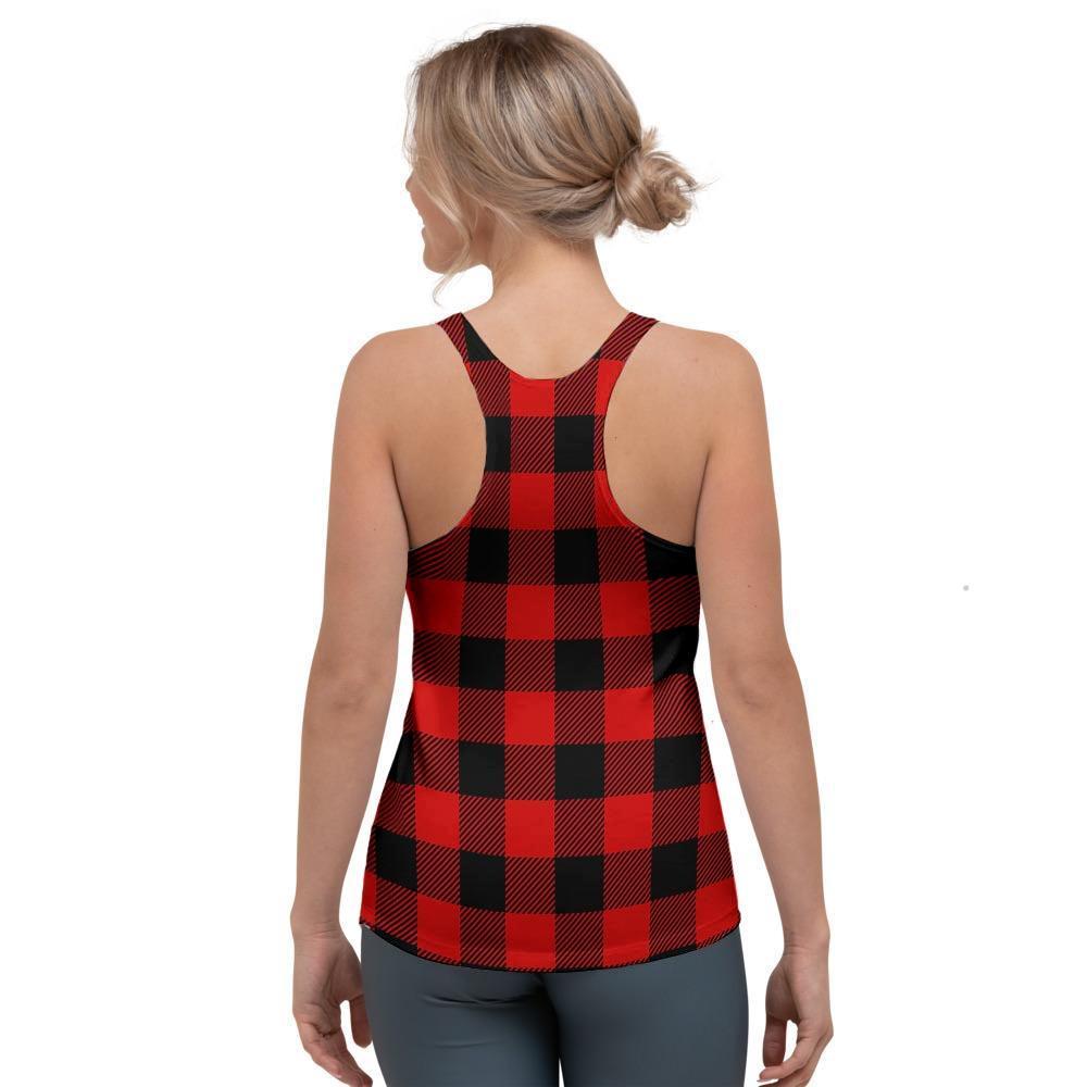 Red Plaid Women's Racerback Tank Top-grizzshop