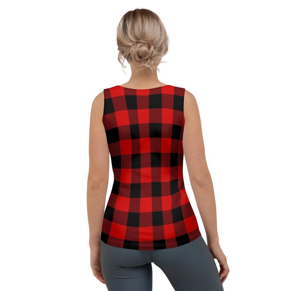 Red Plaid Women's Tank Top-grizzshop