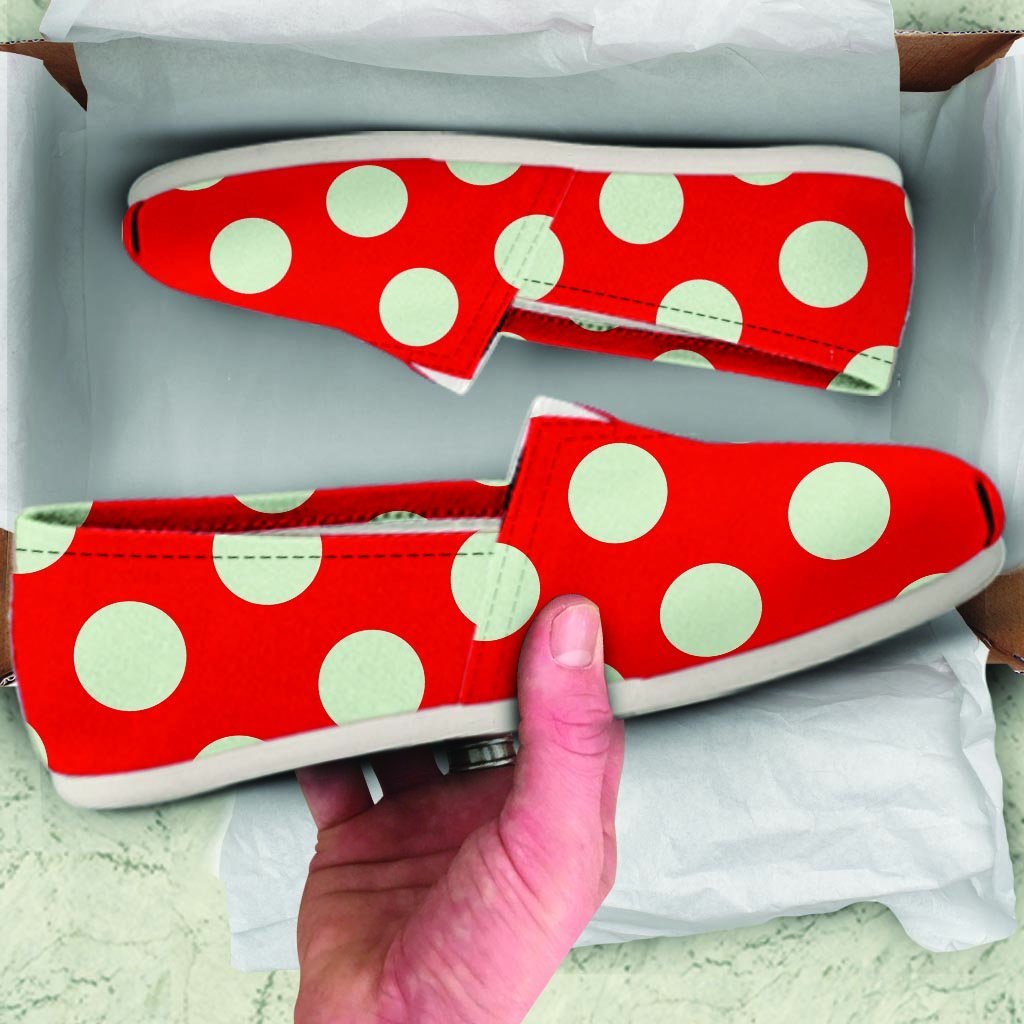 Red Polka Dot Canvas Shoes-grizzshop