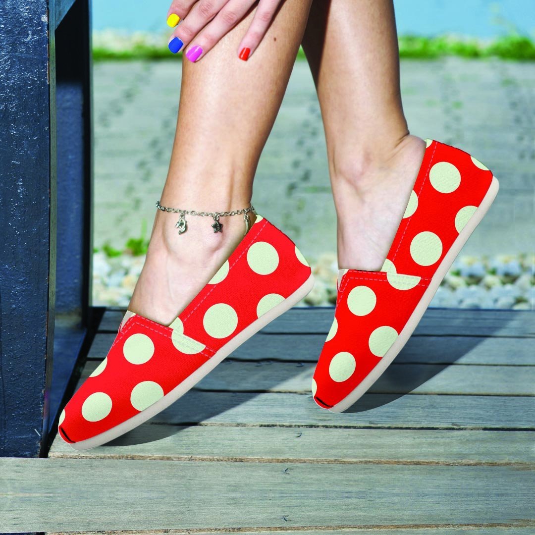 Red Polka Dot Canvas Shoes-grizzshop