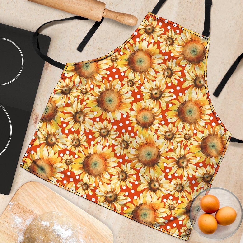 Red Polka Dot Sunflower Women's Apron-grizzshop