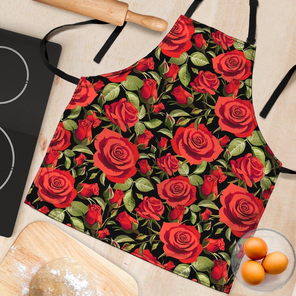 Red Rose Floral Women's Apron-grizzshop