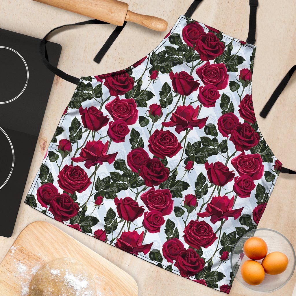 Red Rose Flower Print Women's Apron-grizzshop