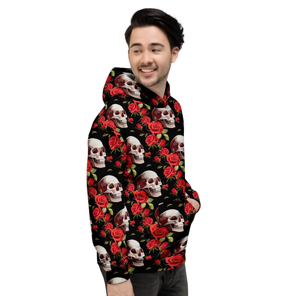 Red Rose Skull Men's Hoodie-grizzshop