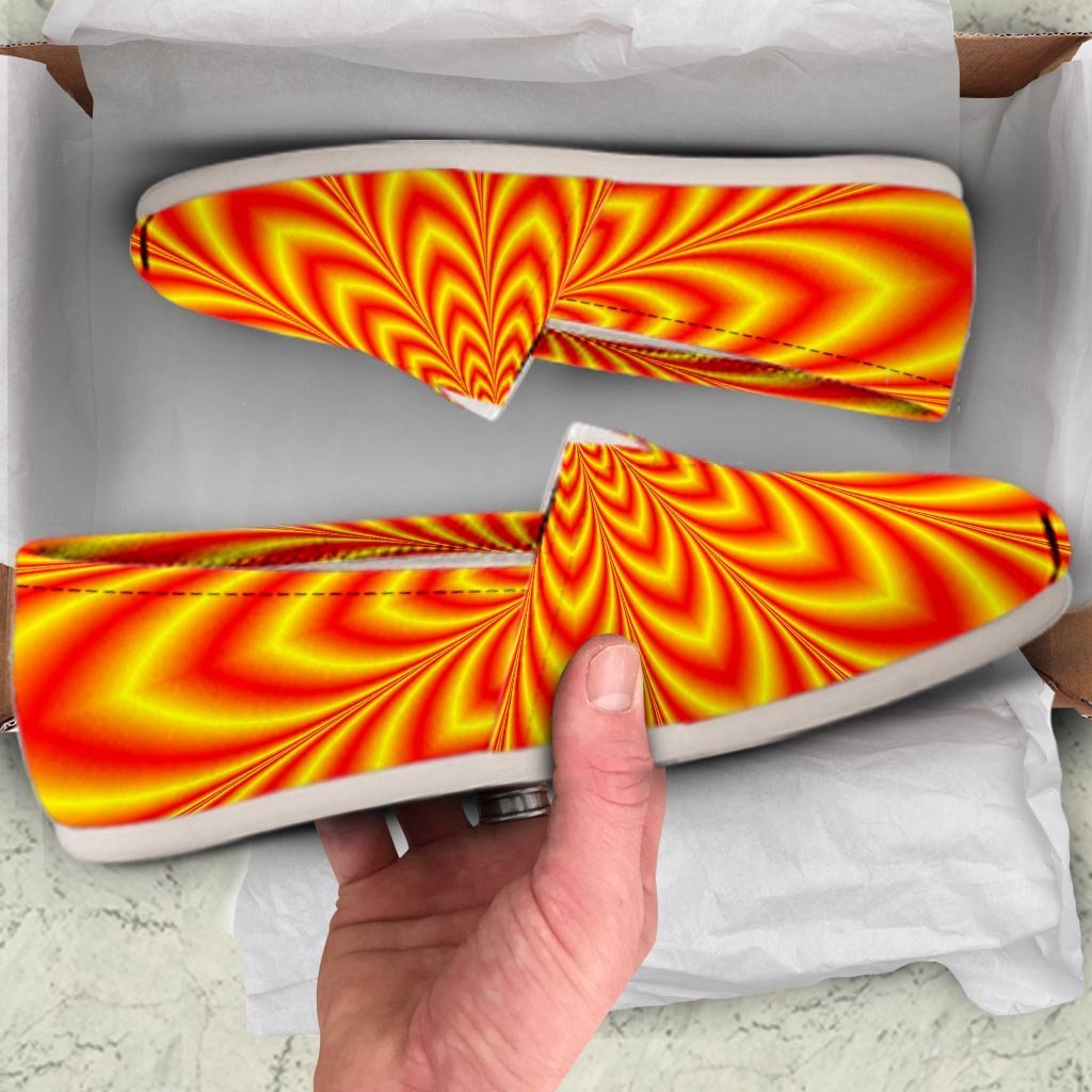 Red and Yellow Abstract Optical illusion Canvas Shoes-grizzshop