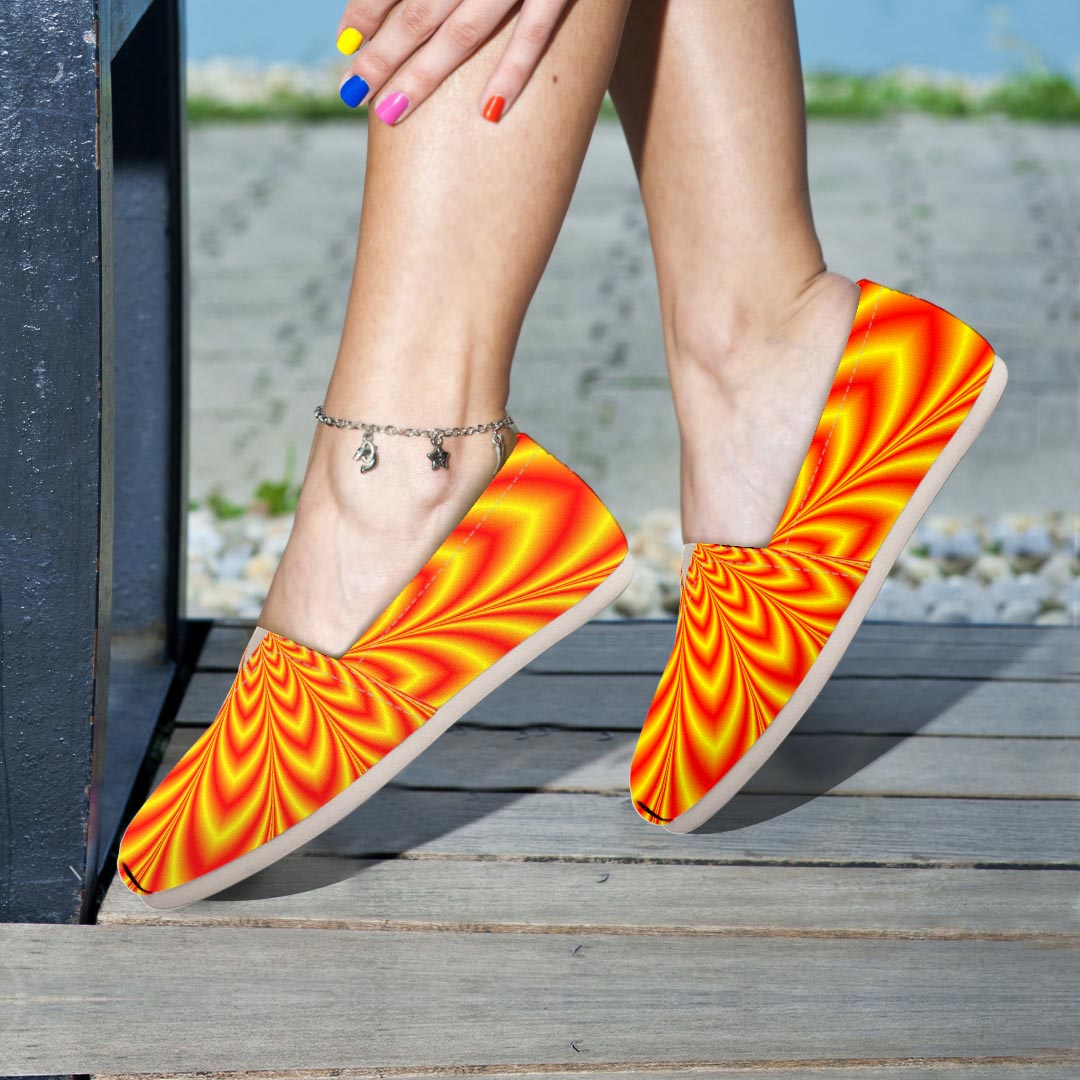 Red and Yellow Abstract Optical illusion Canvas Shoes-grizzshop