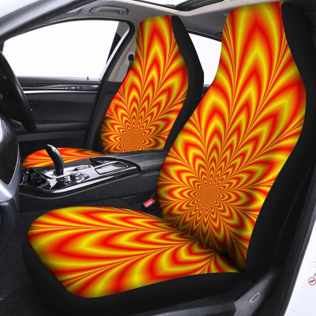 Red and Yellow Abstract Optical illusion Car Seat Covers-grizzshop
