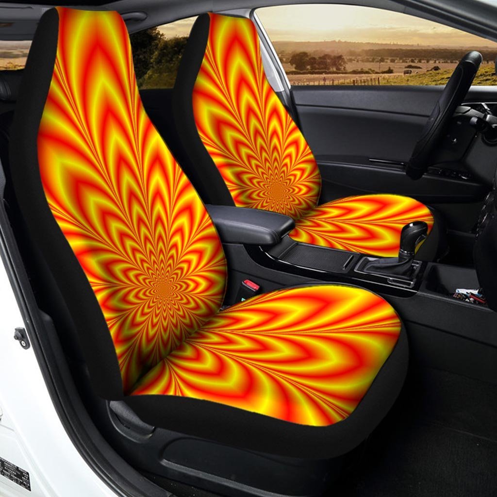 Red and Yellow Abstract Optical illusion Car Seat Covers-grizzshop