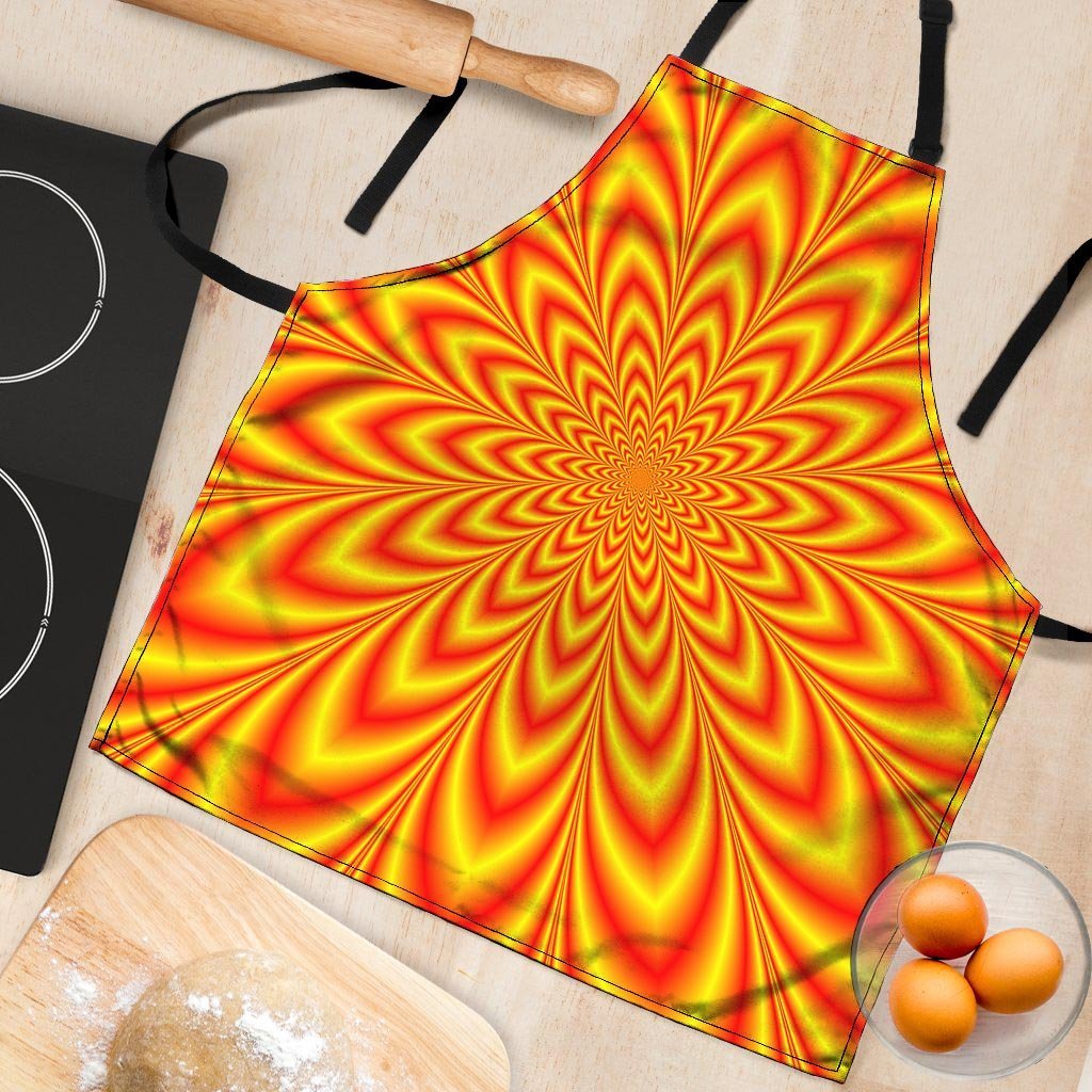 Red and Yellow Abstract Optical illusion Women's Apron-grizzshop