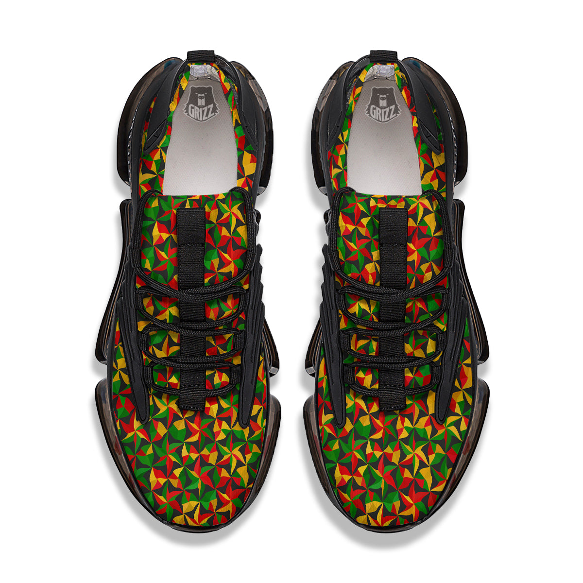 Reggae Abstract Geometric Print Pattern Black Gym Shoes-grizzshop