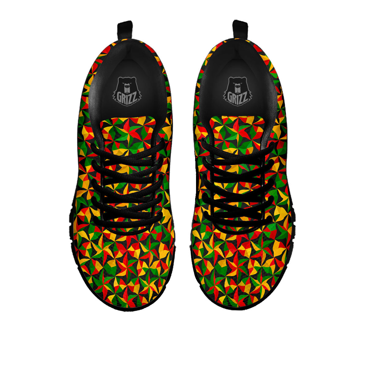 Reggae Abstract Geometric Print Pattern Black Sneaker-grizzshop