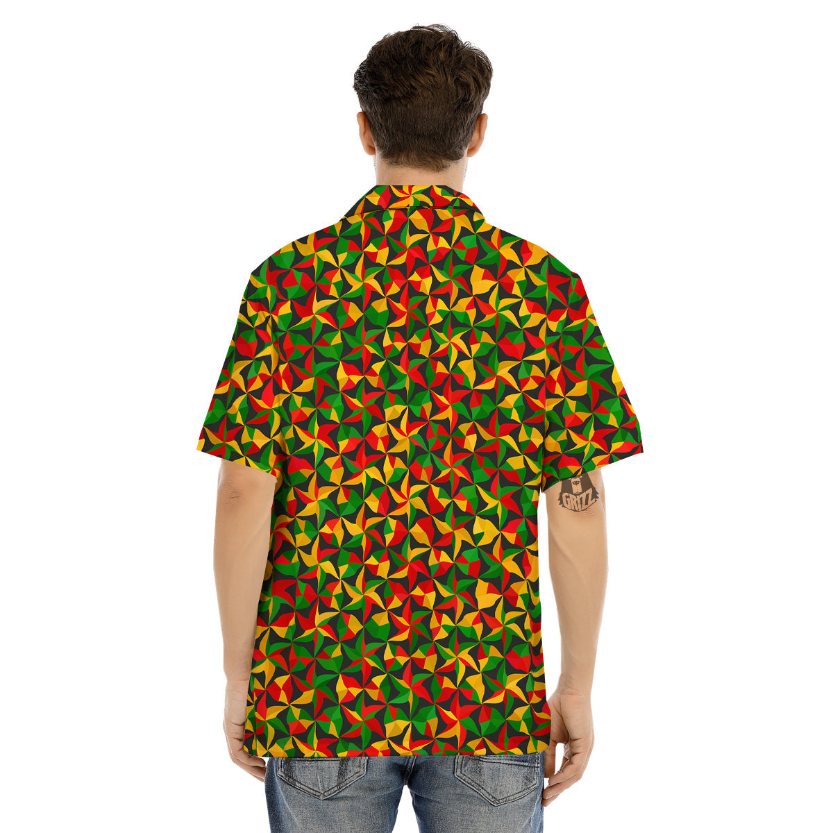 Reggae Abstract Geometric Print Pattern Men's Hawaiian Shirt-grizzshop