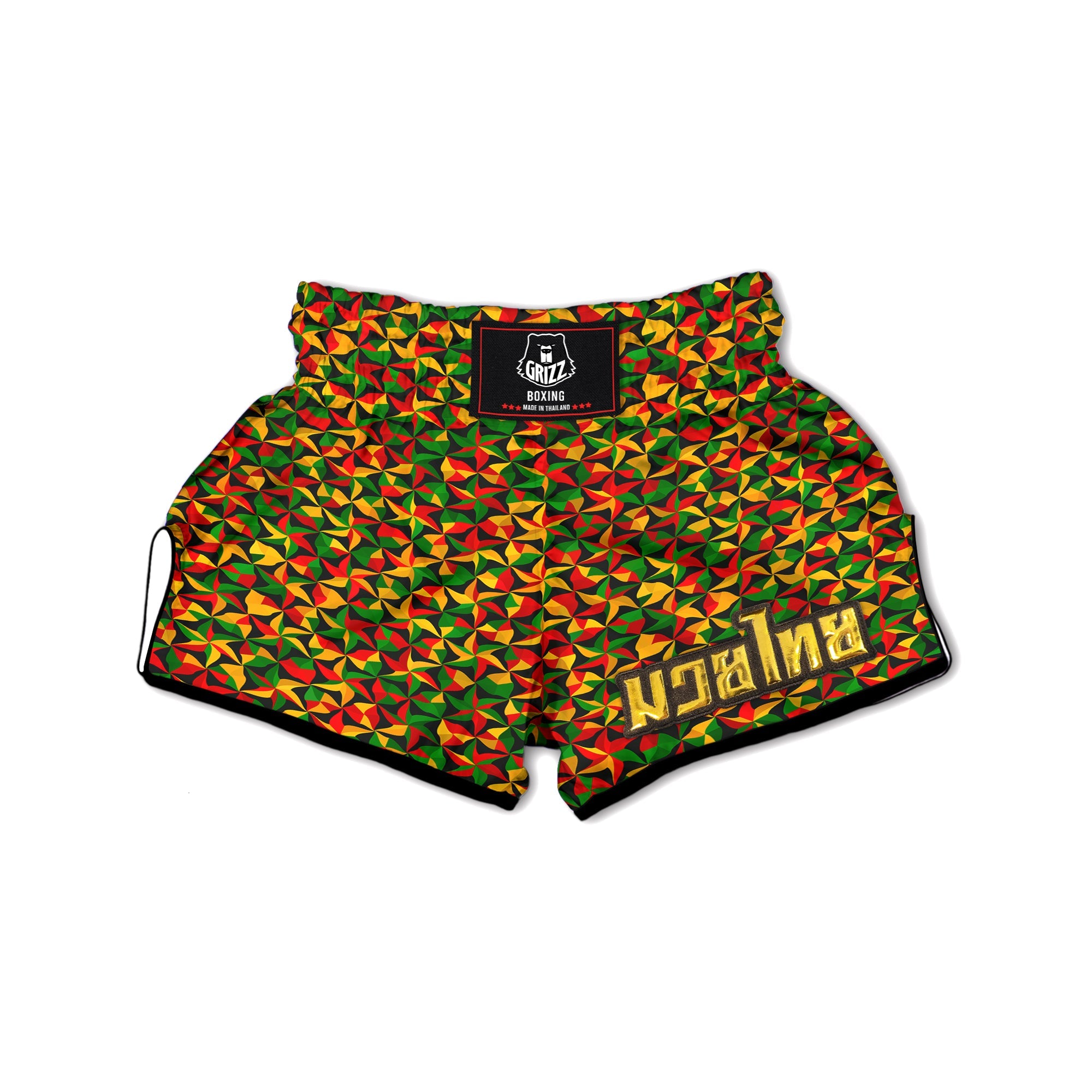 Reggae Abstract Geometric Print Pattern Muay Thai Boxing Shorts-grizzshop