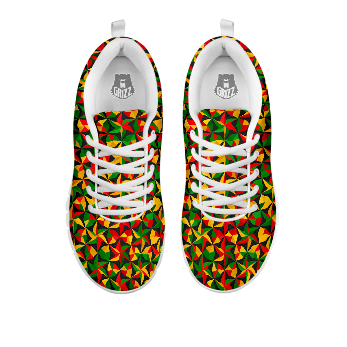 Reggae Abstract Geometric Print Pattern White Sneaker-grizzshop