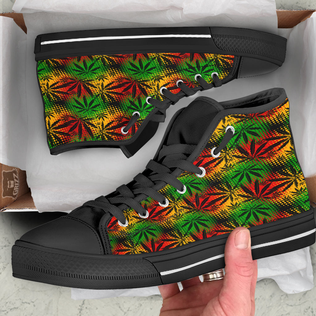 Reggae Abstract Print Pattern Black High Top Shoes-grizzshop