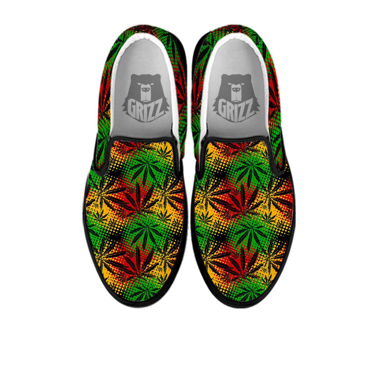 Reggae Abstract Print Pattern Black Slip On Shoes-grizzshop