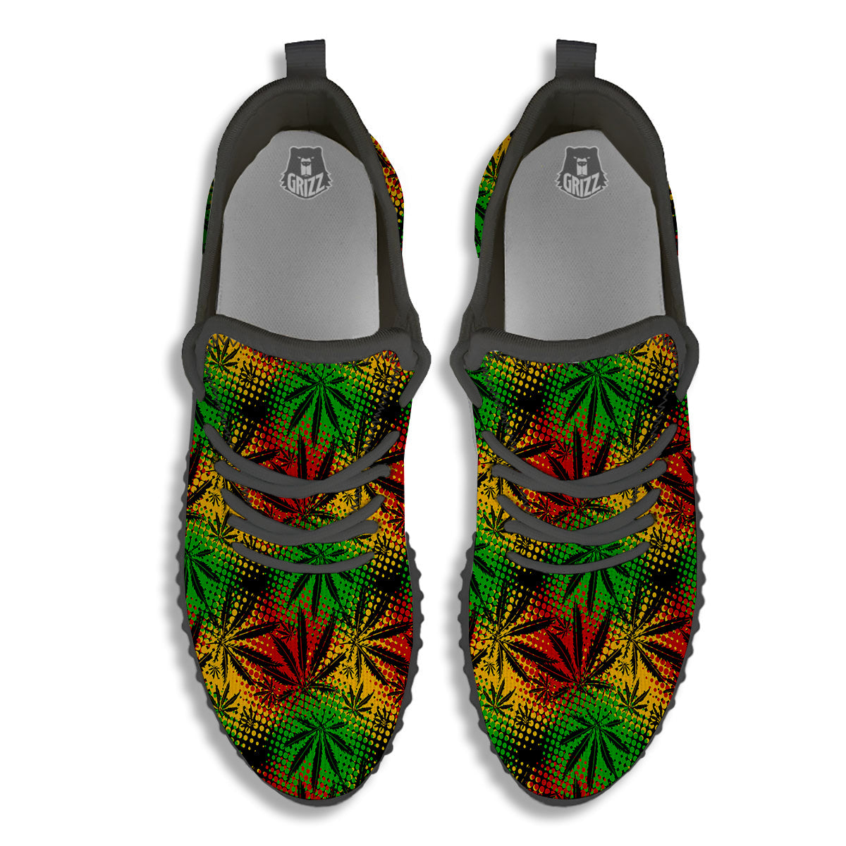 Reggae Abstract Print Pattern Black Walking Shoes-grizzshop