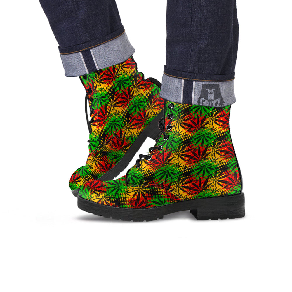 Reggae Abstract Print Pattern Leather Boots-grizzshop