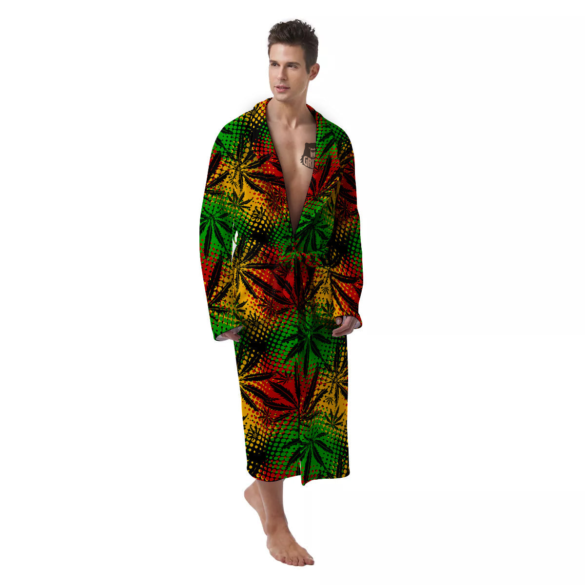 Reggae Abstract Print Pattern Men's Robe-grizzshop
