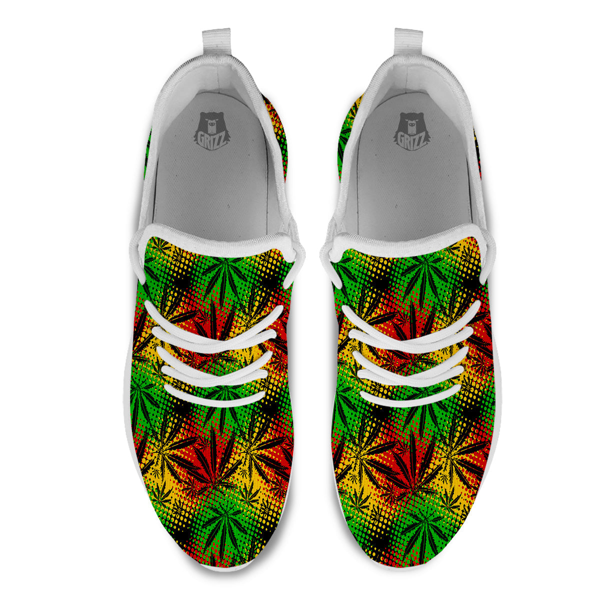 Reggae Abstract Print Pattern White Athletic Shoes-grizzshop