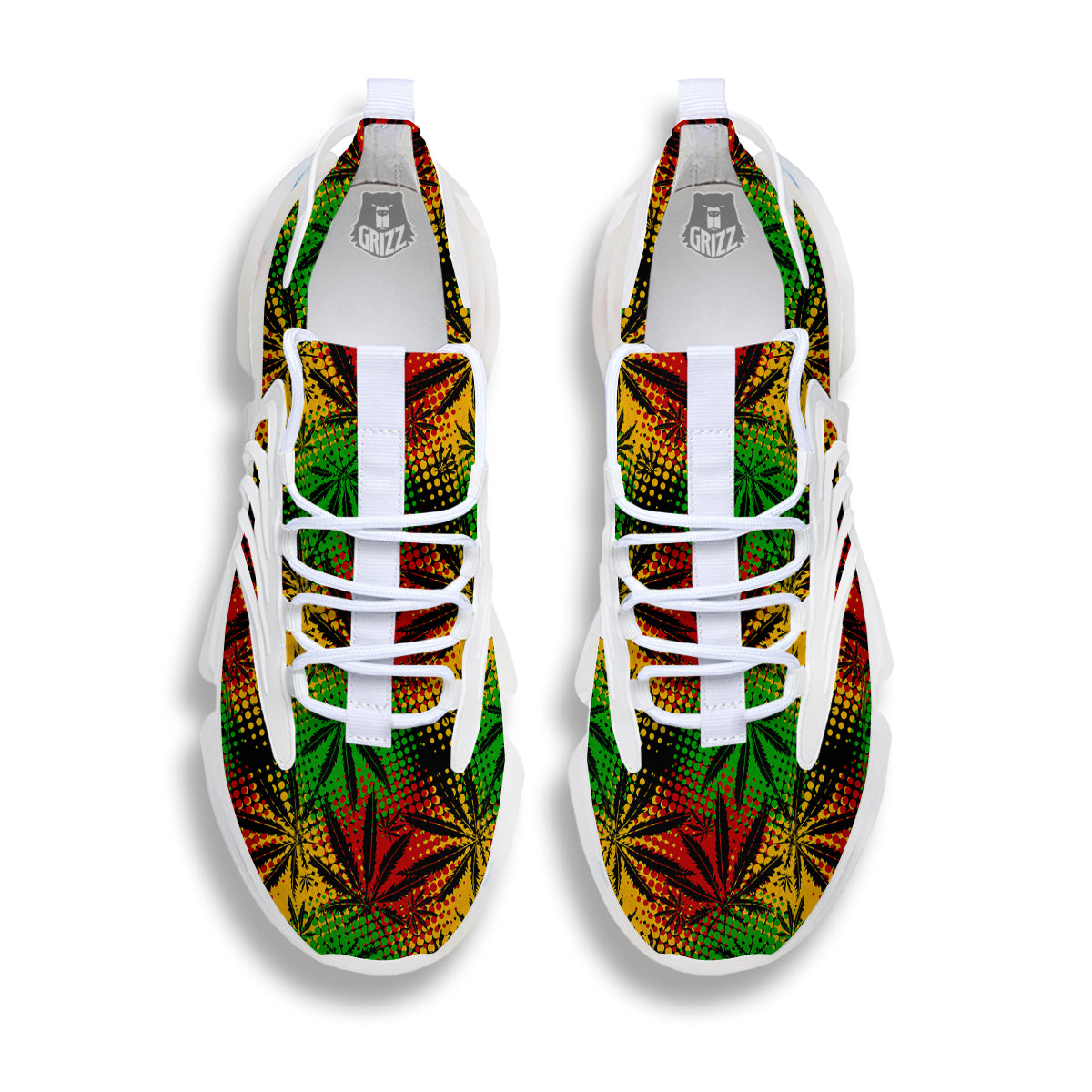 Reggae Abstract Print Pattern White Gym Shoes-grizzshop