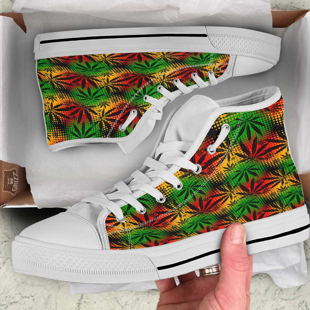 Reggae Abstract Print Pattern White High Top Shoes-grizzshop