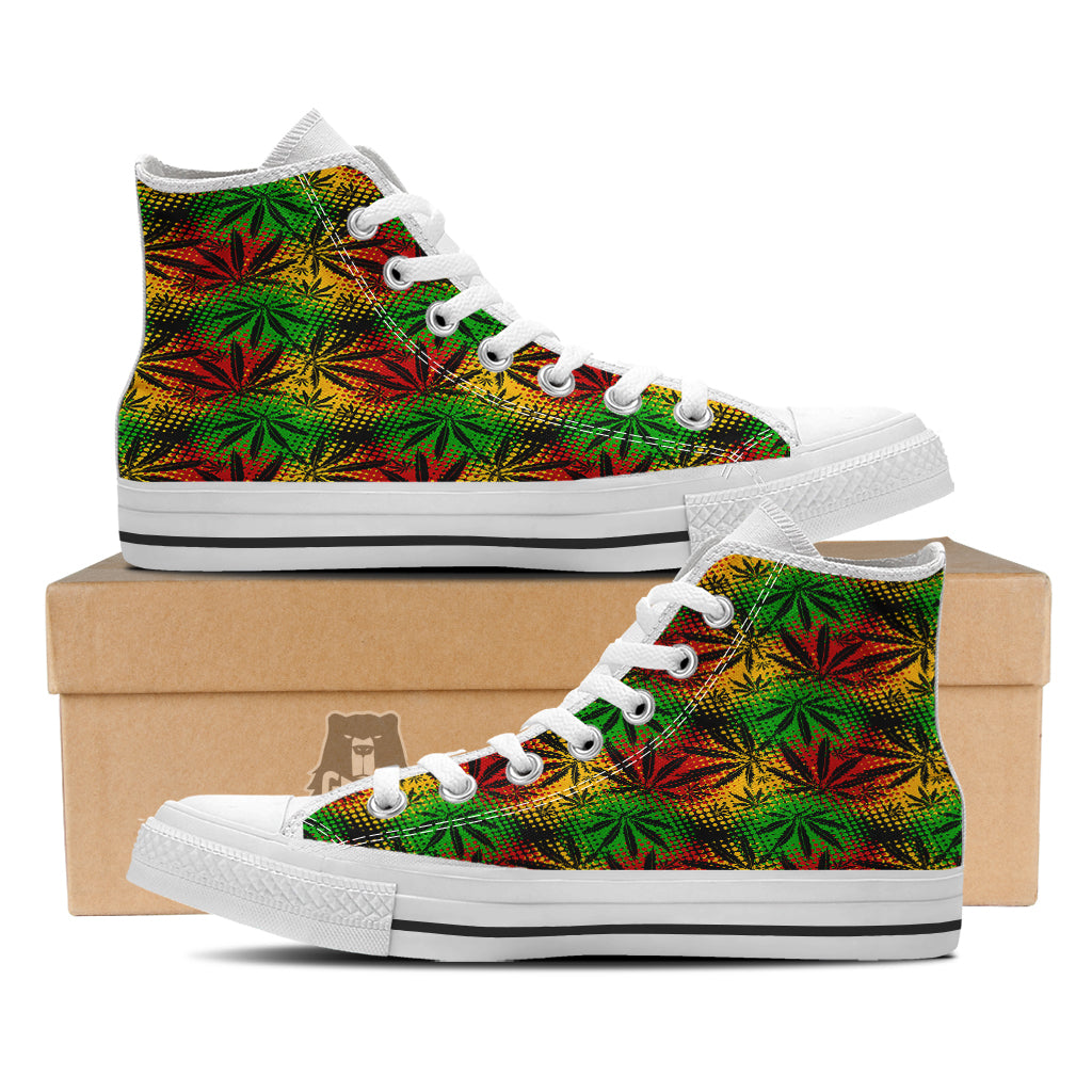 Reggae Abstract Print Pattern White High Top Shoes-grizzshop