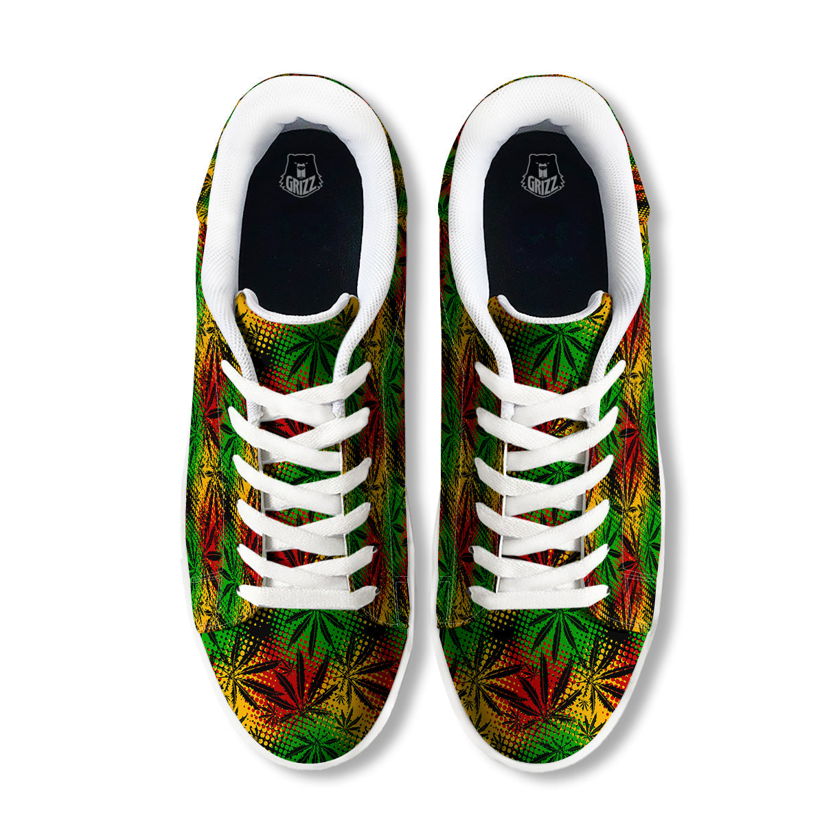 Reggae Abstract Print Pattern White Low Top Sneakers-grizzshop