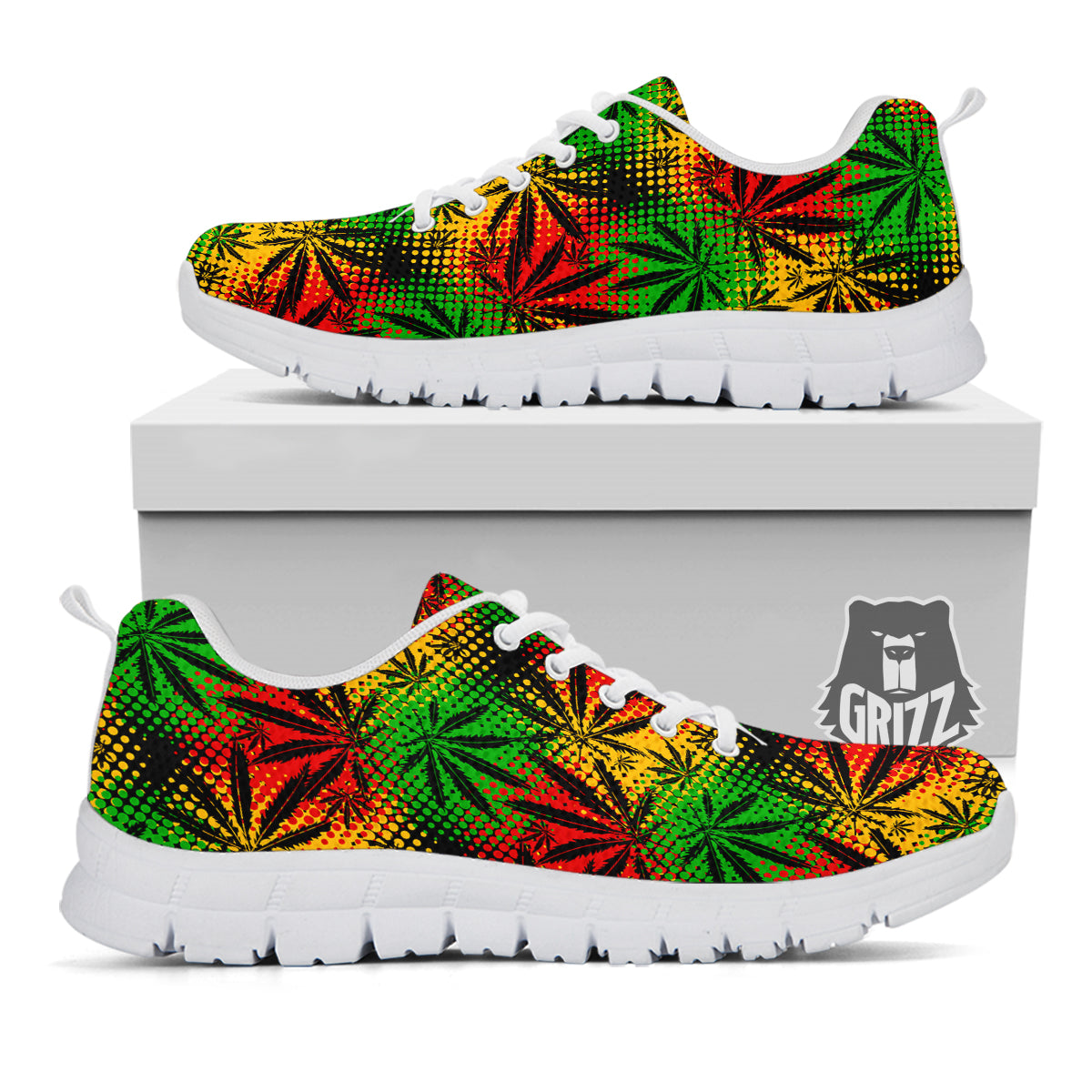 Reggae Abstract Print Pattern White Sneaker-grizzshop