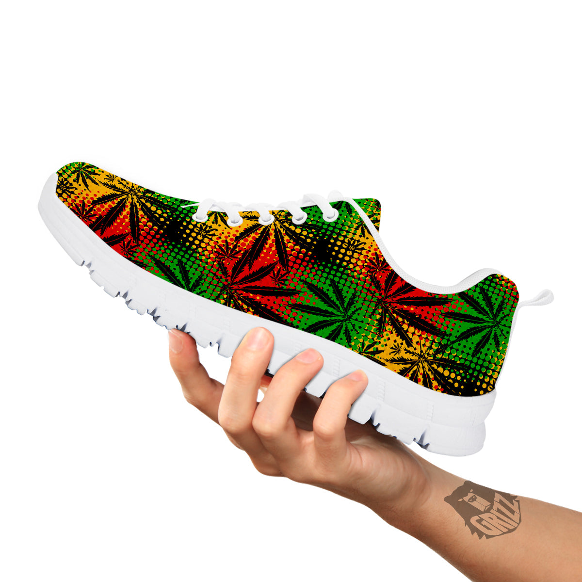 Reggae Abstract Print Pattern White Sneaker-grizzshop