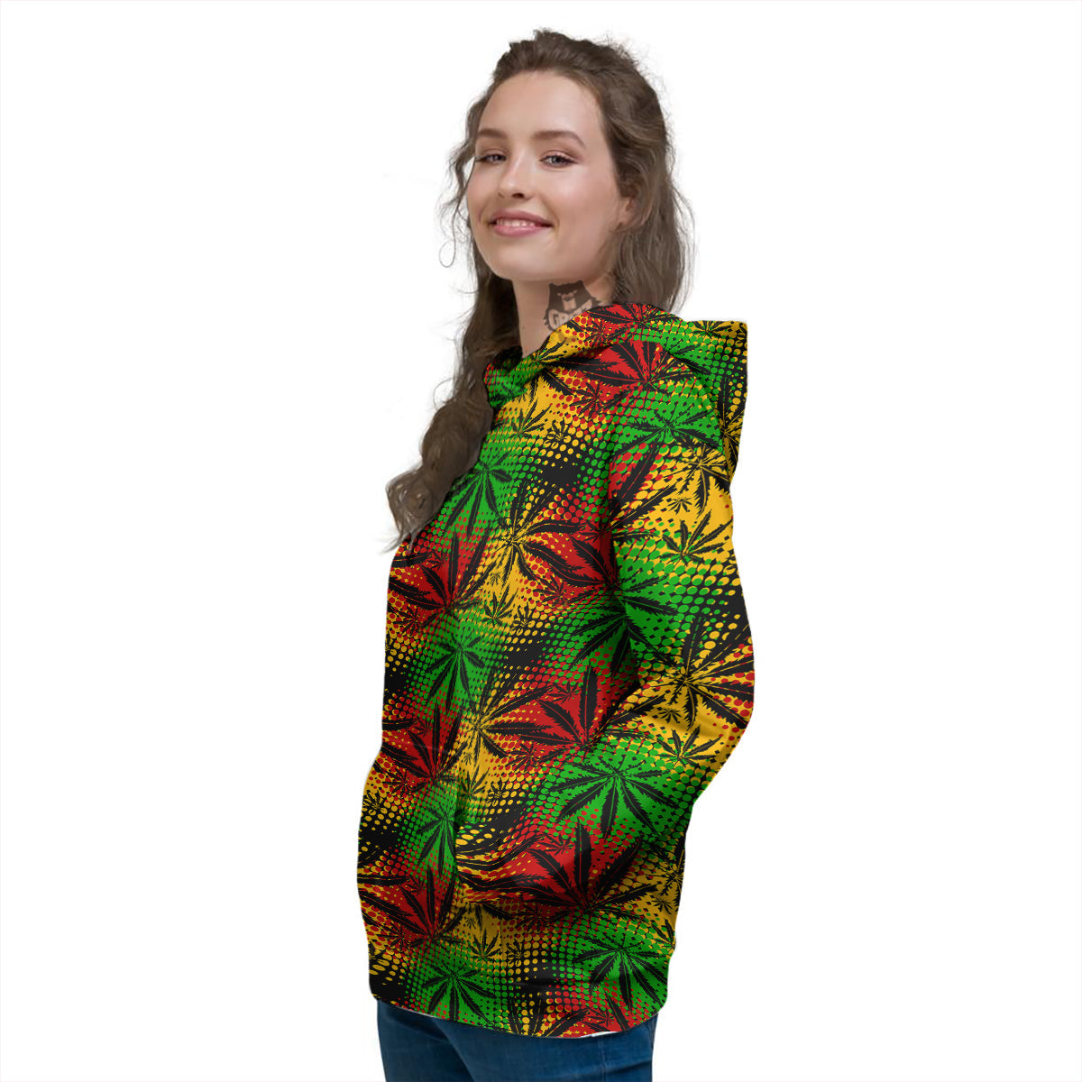 Reggae Abstract Print Pattern Women's Hoodie-grizzshop