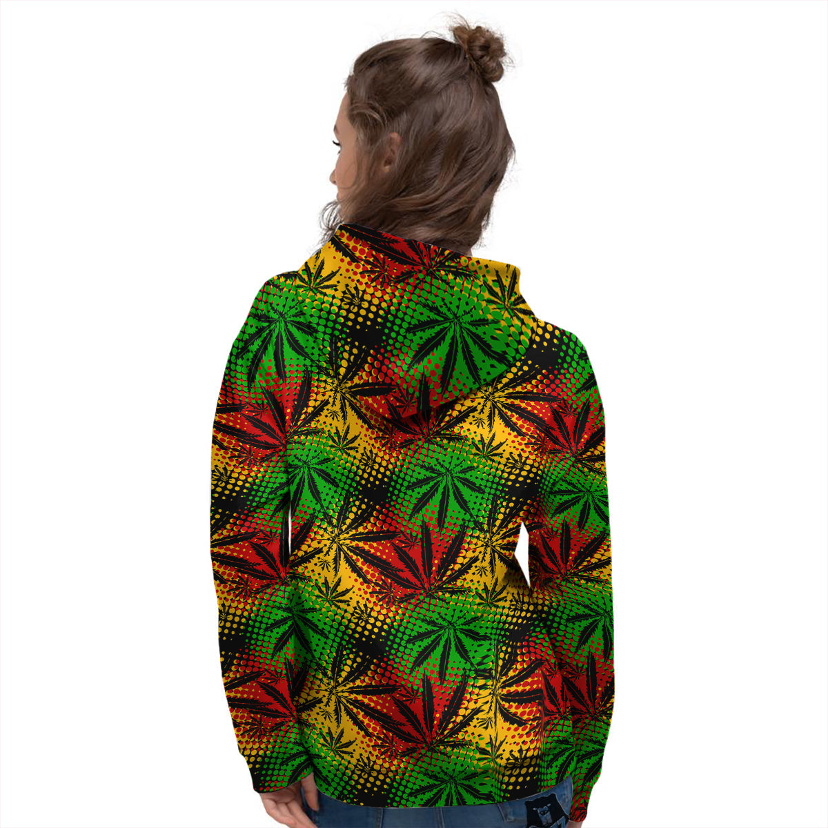Reggae Abstract Print Pattern Women's Hoodie-grizzshop