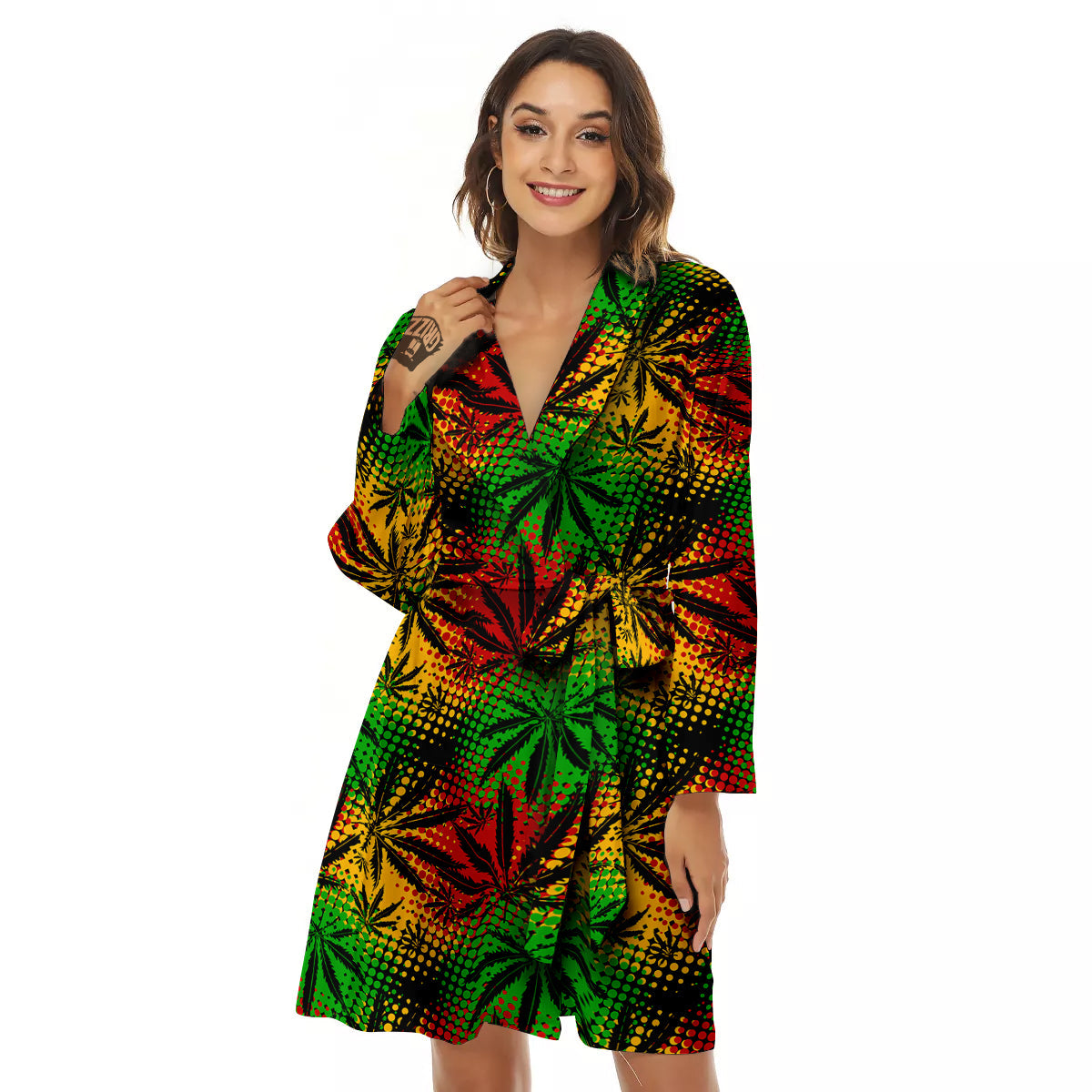 Reggae Abstract Print Pattern Women's Robe-grizzshop