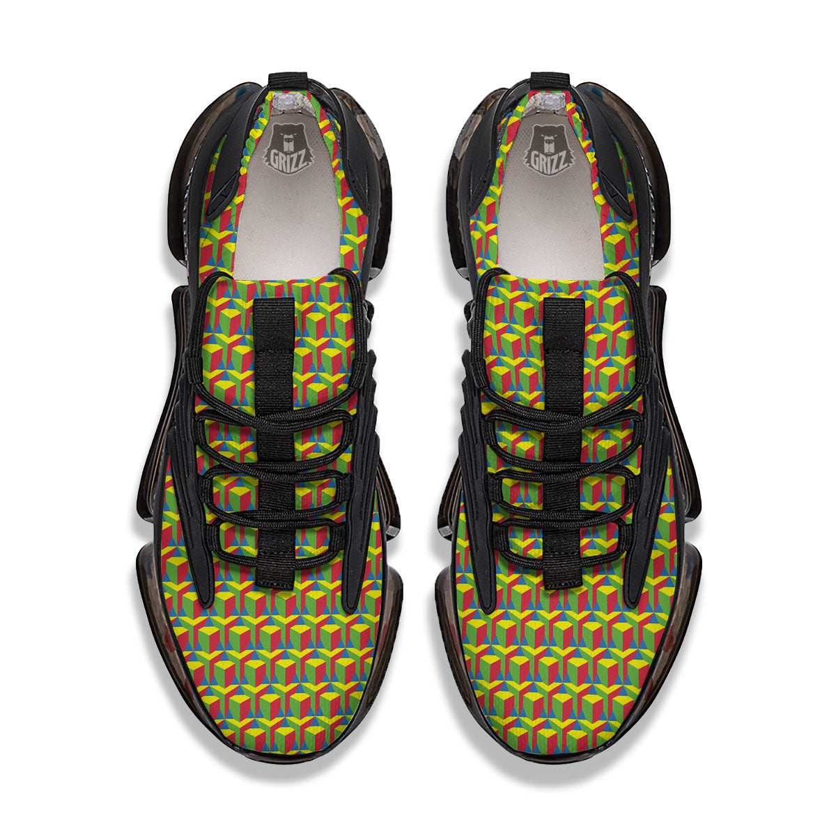 Reggae Geometric Print Pattern Black Gym Shoes-grizzshop