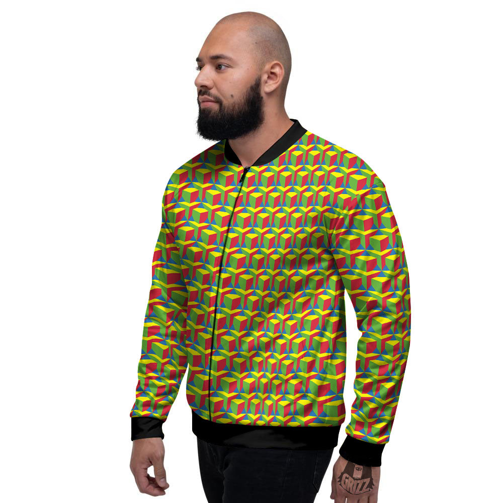 Reggae Geometric Print Pattern Men's Bomber Jacket-grizzshop