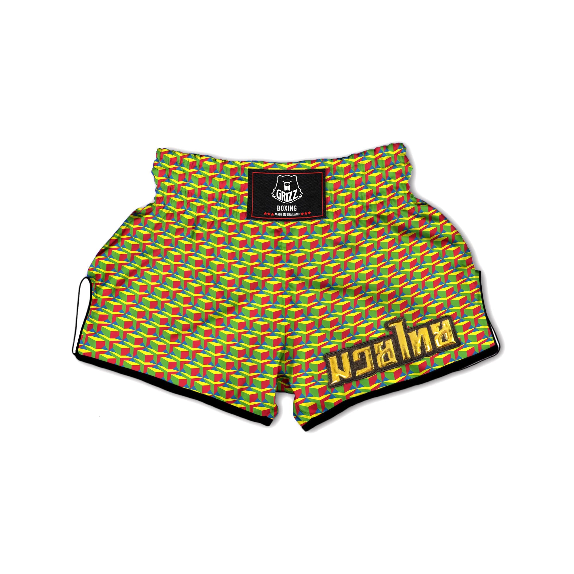 Reggae Geometric Print Pattern Muay Thai Boxing Shorts-grizzshop