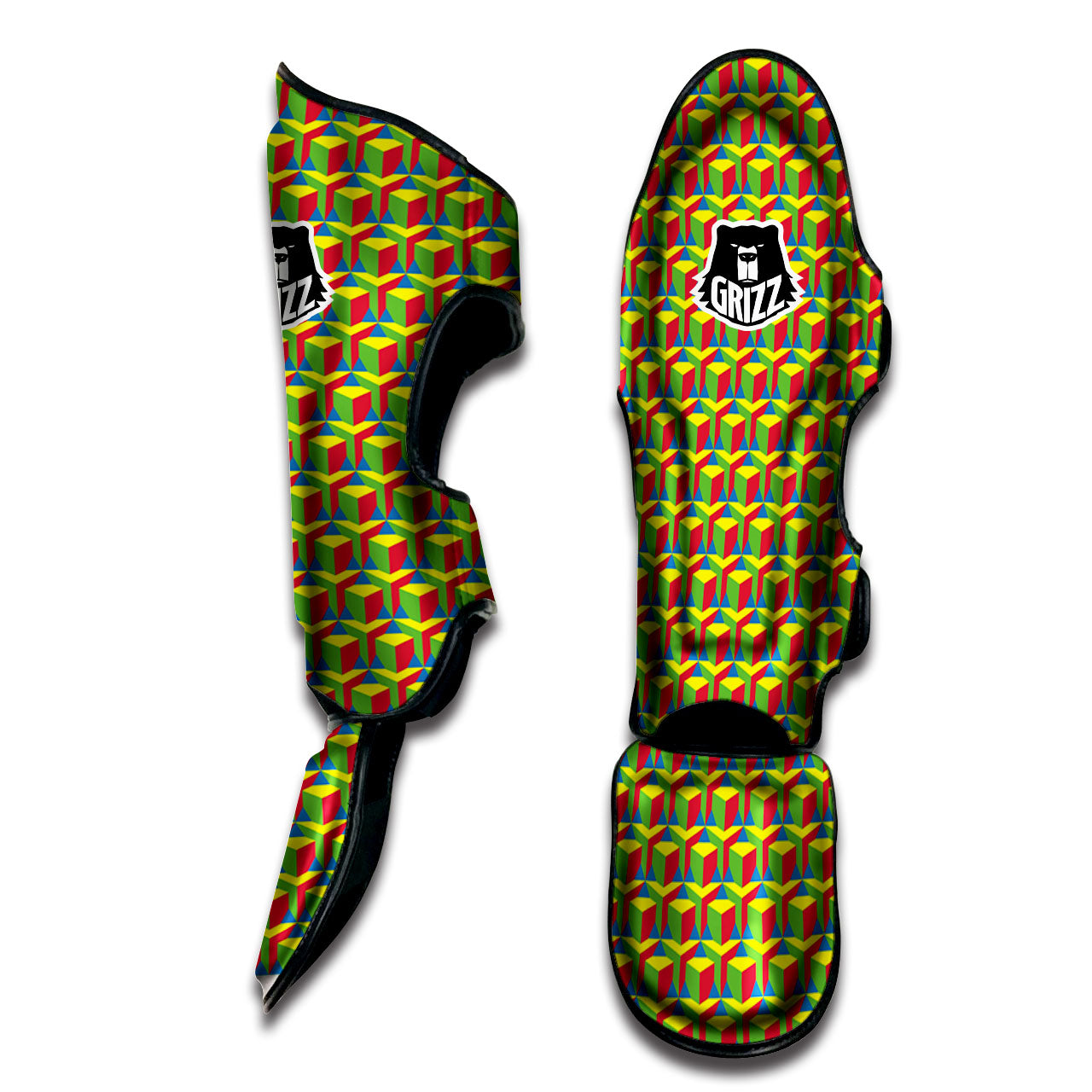 Reggae Geometric Print Pattern Muay Thai Shin Guards-grizzshop