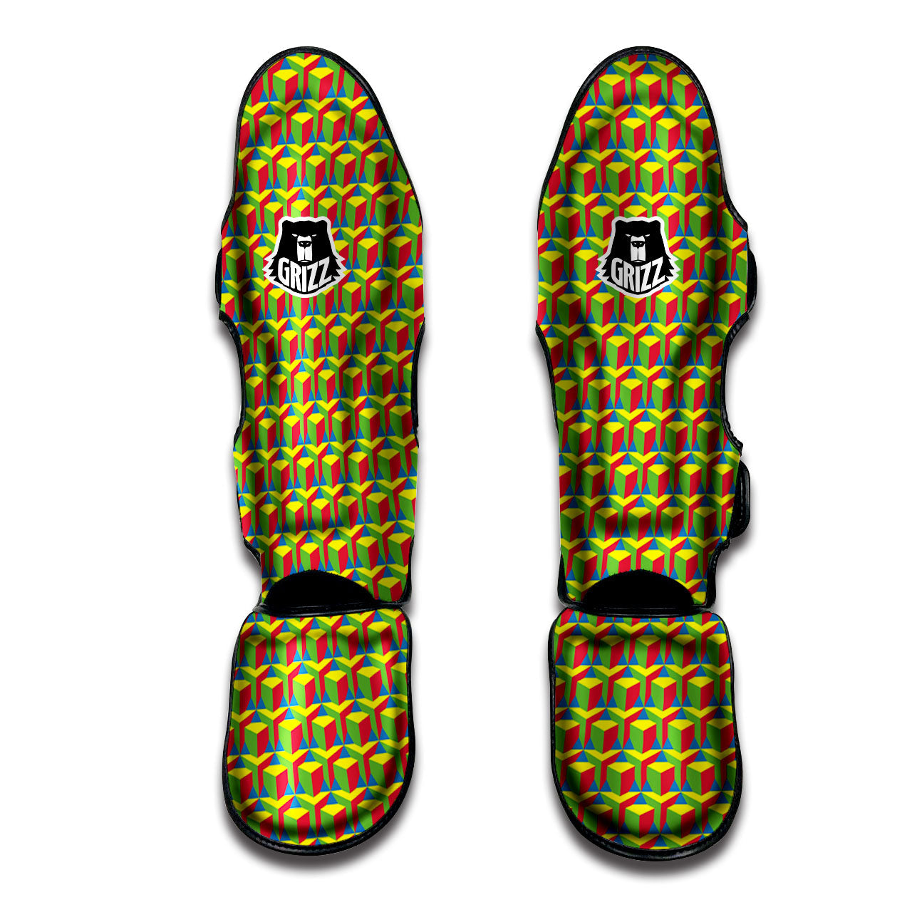 Reggae Geometric Print Pattern Muay Thai Shin Guards-grizzshop