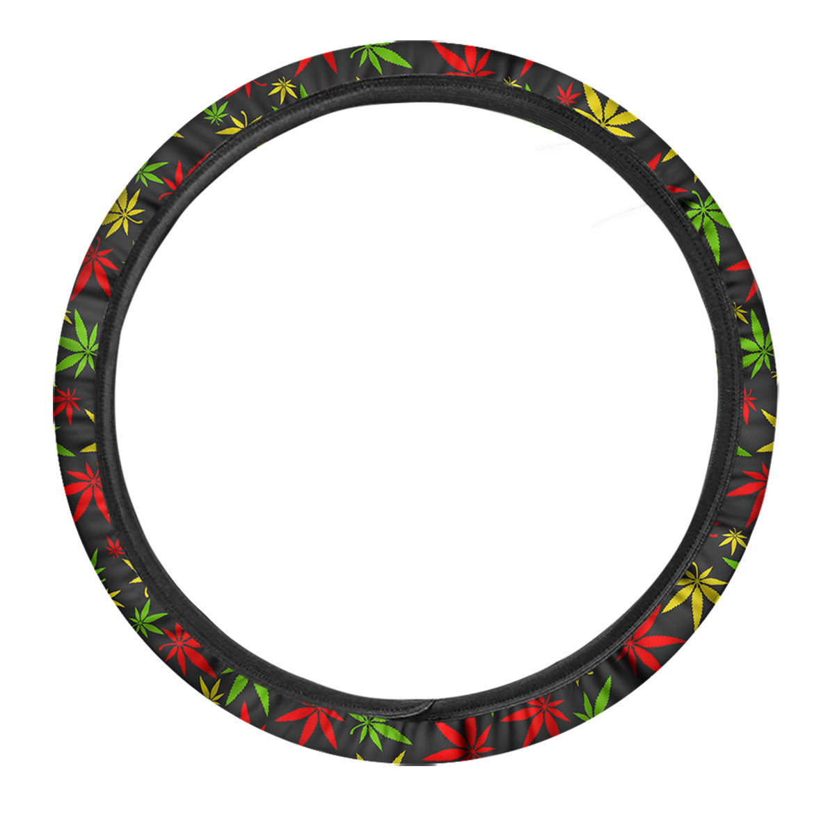 Reggae Hemp Leaf Print Pattern Car Steering Wheel Cover-grizzshop