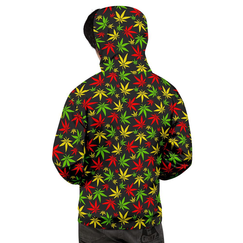 Reggae Hemp Leaf Print Pattern Men's Hoodie-grizzshop