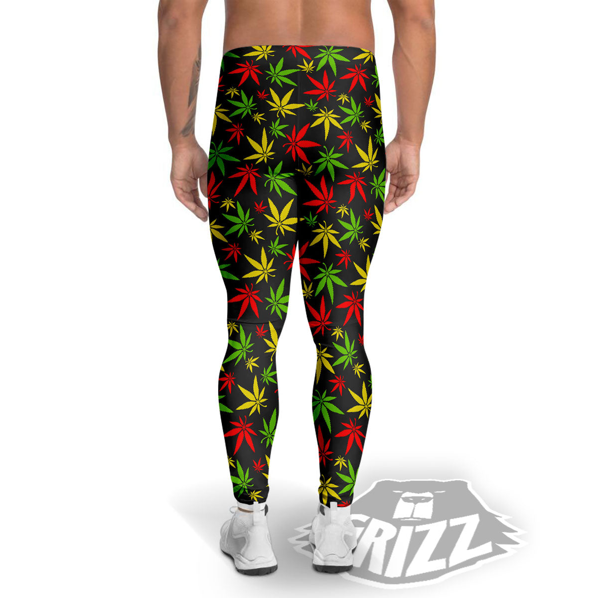 Reggae Hemp Leaf Print Pattern Men's Leggings-grizzshop