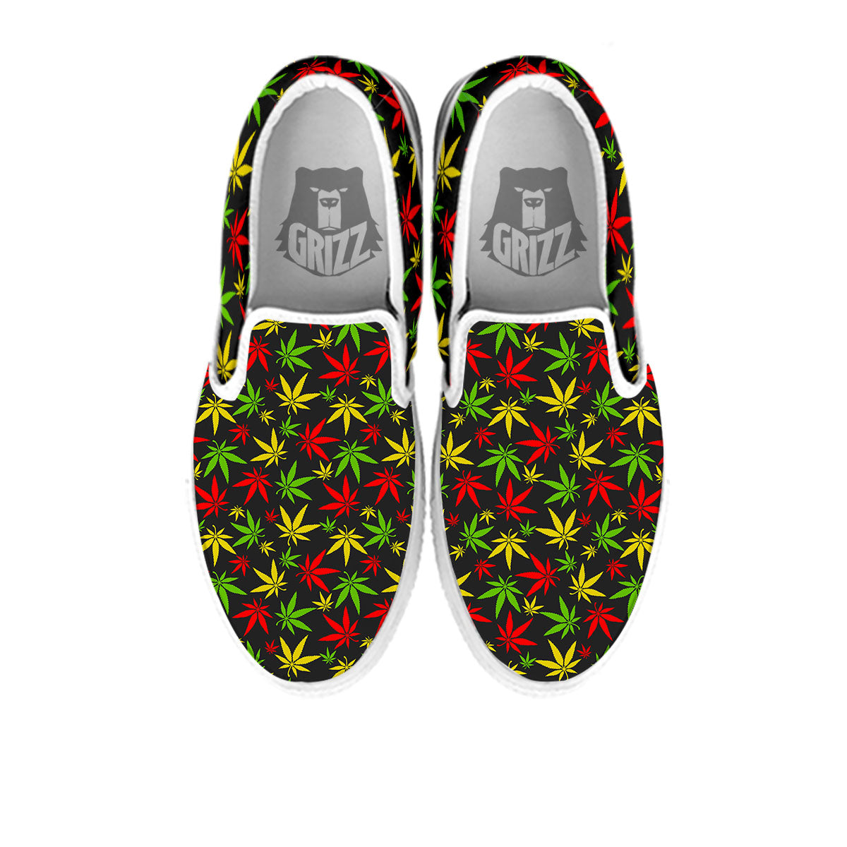 Reggae Hemp Leaf Print Pattern White Slip On Shoes-grizzshop