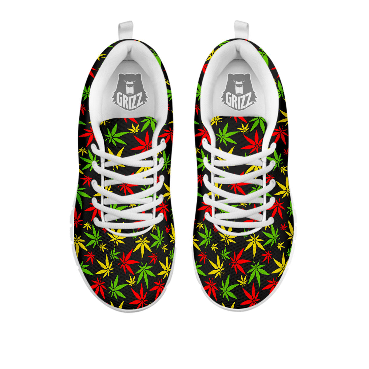 Reggae Hemp Leaf Print Pattern White Sneaker-grizzshop