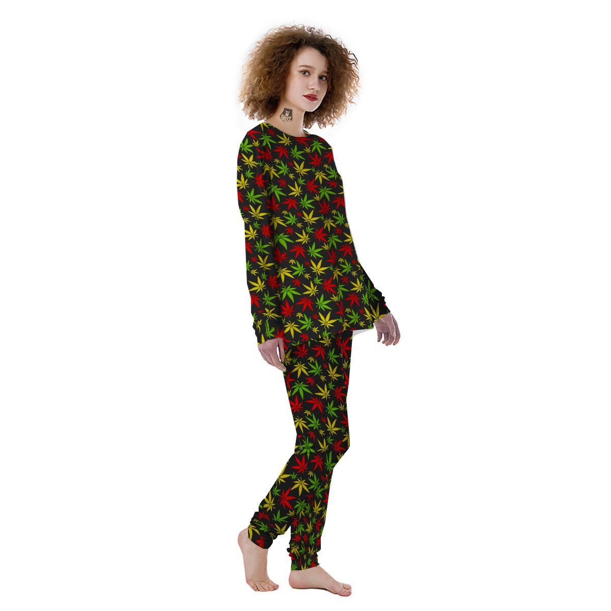 Reggae Hemp Leaf Print Pattern Women's Pajamas-grizzshop