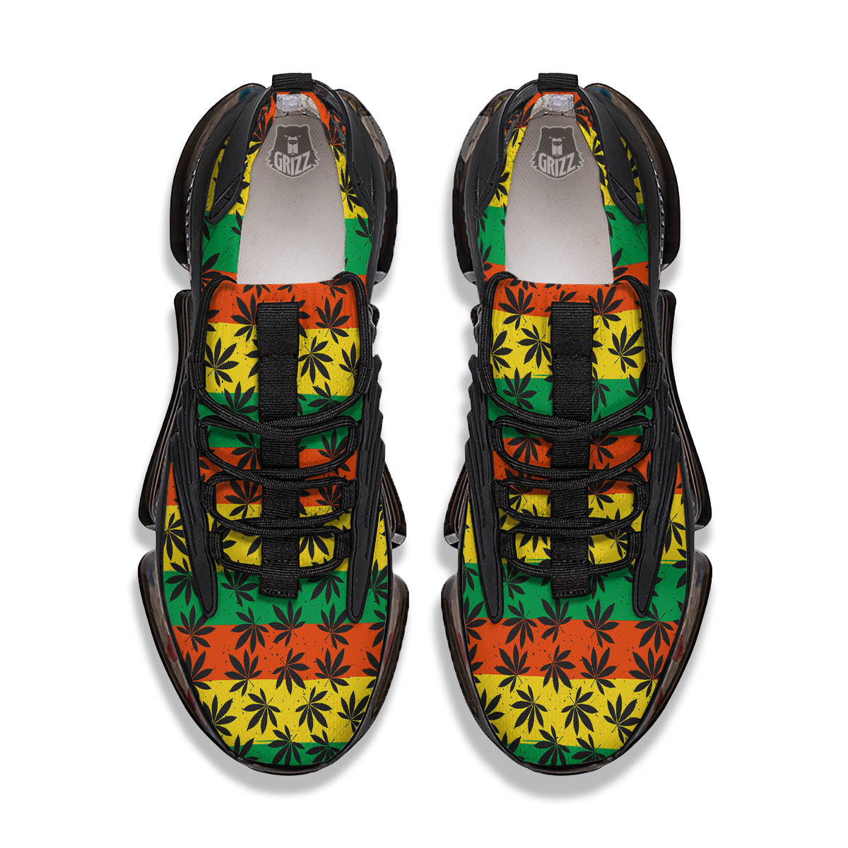 Reggae Hemp Leaves Classic Print Pattern Black Gym Shoes-grizzshop