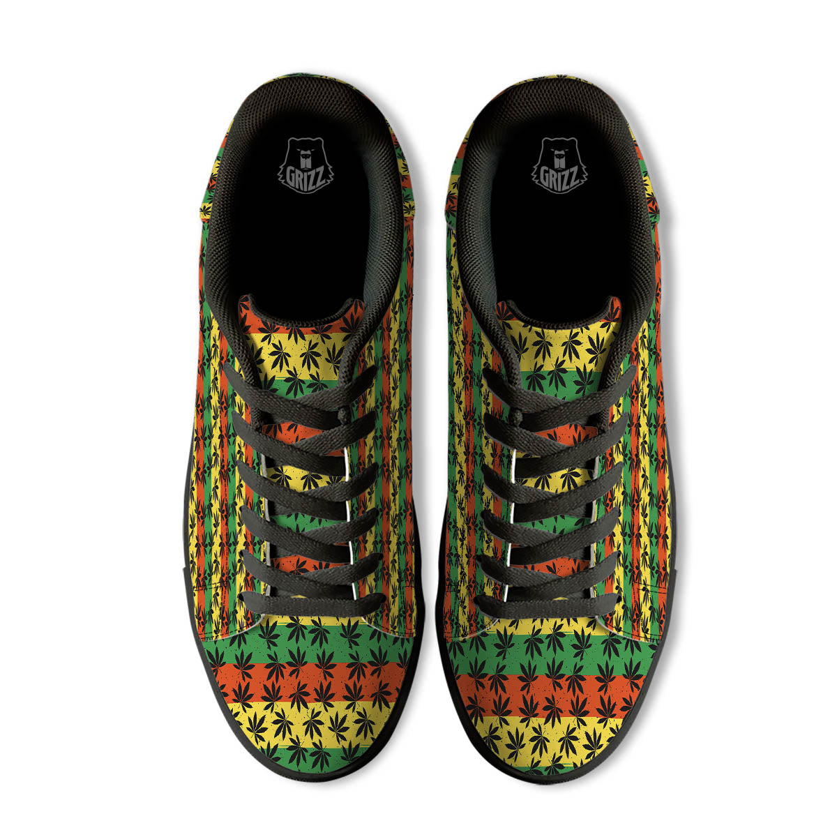 Reggae Hemp Leaves Classic Print Pattern Black Low Top Sneakers-grizzshop