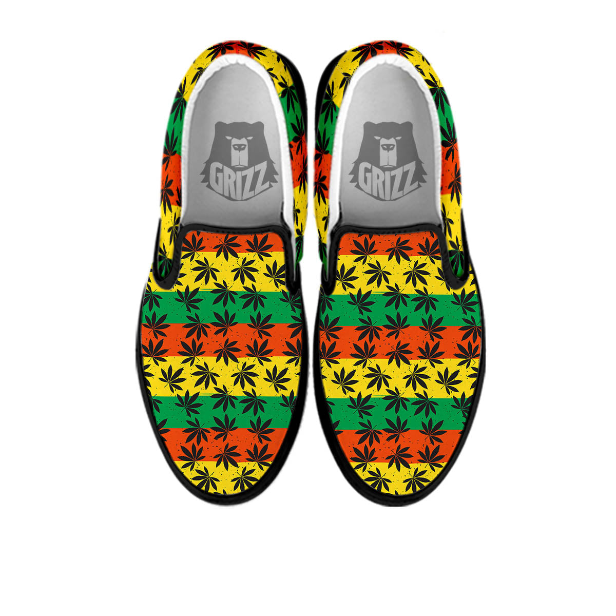 Reggae Hemp Leaves Classic Print Pattern Black Slip On Shoes-grizzshop